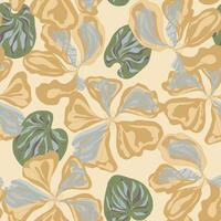 a pattern. with flowers, and leaves on a beige background vector