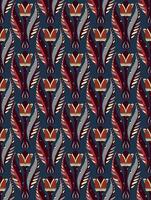 a pattern with ,red and blue flowers on it vector