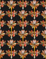 a pattern with orange and black flowers on it vector