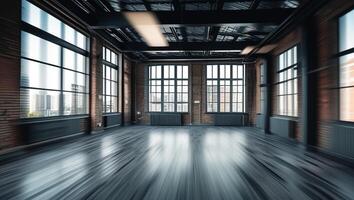 An empty room with lots of windows and a lot of light photo