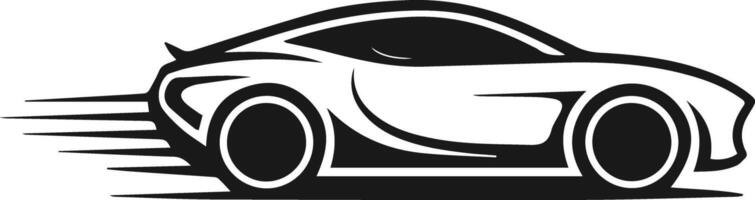 High-speed racing car logo design showing a sleek vehicle in motion with dynamic speed lines. vector