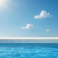 Luxury vacation vibes pools scene with marble border for product presentation photo
