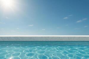 Luxury resort vibes natural sinlight pools scene with marble border for product presentation photo