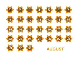 Look calendar August icon in flat style. Planner illustration on isolated background. Calendar sign business concept. vector
