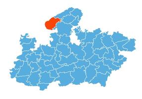 Sheopur District Map Highlighted on Madhya Pradesh State Map vector