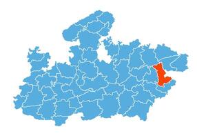 Shahdol District Map Highlighted on Madhya Pradesh State Map vector