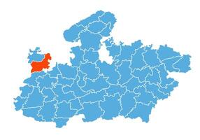Mandsaur District Map Highlighted on Madhya Pradesh State Map vector