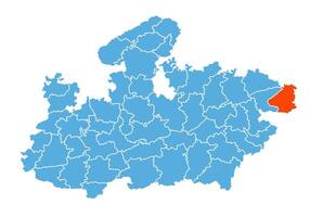 Singrauli District Map Highlighted on Madhya Pradesh State Map vector