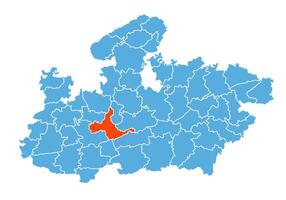 Sehore District Map Highlighted on Madhya Pradesh State Map vector