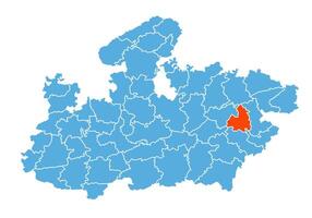 Umaria District Map Highlighted on Madhya Pradesh State Map vector
