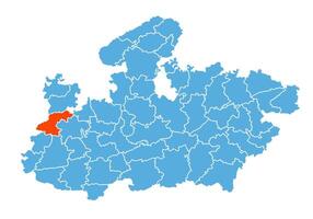 Ratlam District Map Highlighted on Madhya Pradesh State Map vector