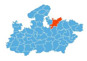 Chhatarpur District Map Highlighted on Madhya Pradesh State Map vector
