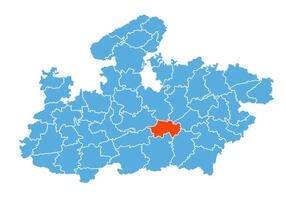 Narsinghpur District Map Highlighted on Madhya Pradesh State Map vector