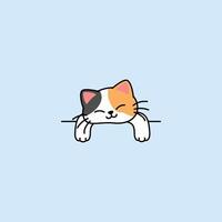 lazy three color cat sleeping cartoon, illustration vector