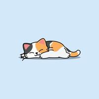 Lazy calico cat sleeping cartoon, Cute fat cat three color, illustration vector