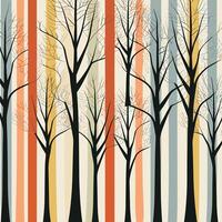 Minimal Tree Design with Bold Lines and Striped Background vector