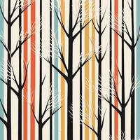 Abstract Leafless Tree Pattern with Vertical Colorful Stripes vector