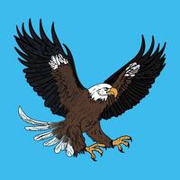 Majestic Bald Eagle with Open Wings and Sharp Claws vector