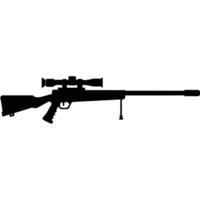 Sniper Rifle Silhouette with Scope and Bipod vector