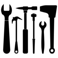 Tools Collection Silhouettes Wrenches, Hammers, Axe, isolated on white background vector