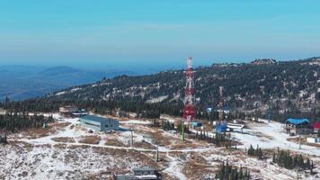 Ski resort in Sheregesh with early snowfall and panoramic mountain views video
