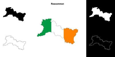 Roscommon district blank outline map set vector