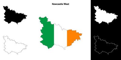Newcastle West district blank outline map set vector