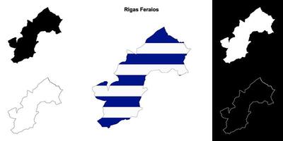 Rigas Feraios blank outline map set vector