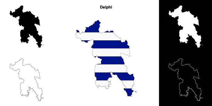 Delphi blank outline map set vector