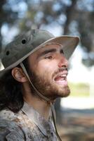Military Instructor Spurns Student Soldiers For Bad Running Results In The Woods Vertical photo
