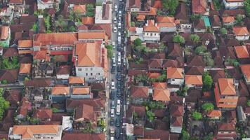 Aerial view of traffic on a busy street in Bali video