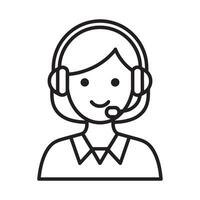 Customer Service Representative with Headset Editable Illustration isolated on a white background perfect for support and communication design vector