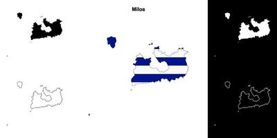 Milos blank outline map set vector