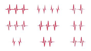 Set of HeartBeat Shape Design - Heartbeat Icon Design vector