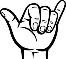 Bold Shaka Hand Symbol with Thumb and Pinky Extended vector