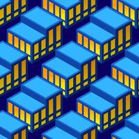 A pattern of blue and yellow buildings on a dark background vector