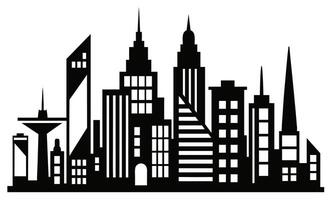 Black and white cityscape showing large government building in center vector