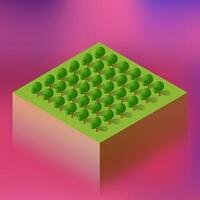 An isometric view of a field with trees vector
