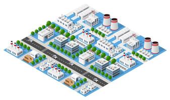 Isometric city with factories, factories and factories vector