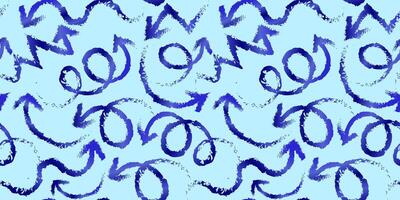 seamless pattern with blue gradient brush arrows on light background hand painted abstract directional design, repeatable texture for decoration and prints vector