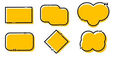 Yellow chat bubbles, quote background, Speech bubbles, a set of message bubbles, designed in flat cartoon style, isolated on white background vector