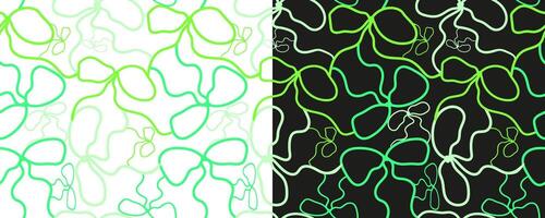 abstract green lines pattern seamless design on white and black backgrounds modern fluid art for web textile wallpaper vector