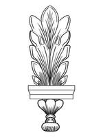 Decorative ornament hand drawing design element. Baroque scroll ornate monogram. Victorian filigree flourish swirl vignette, isolated illustration for design, print, fabric, invitation and wedding vector