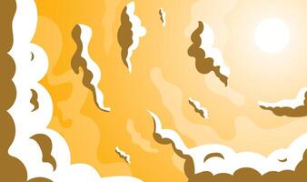 Sun and Clouds Orange Sky Background vector