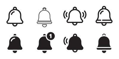 Set of notification bell icons in various states vector