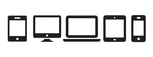 Illustration of various digital devices of different sizes. vector