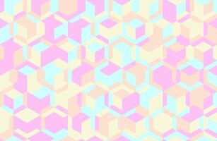Abstract pastel geometric pattern featuring a seamless design of interlocking cubes in pink, light blue, and beige. vector