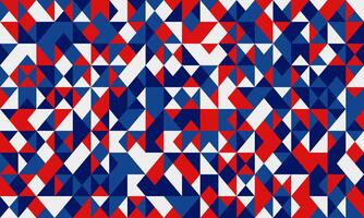 Abstract geometric pattern of red, white, and blue triangles. Perfect for backgrounds, textiles, or modern design projects. A vibrant, dynamic visual representing unity and diversity. vector