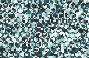 Abstract geometric pattern of teal and gray cubes. Modern, seamless design perfect for backgrounds, textiles, or website design. Represents complexity, structure, or data visualization. vector