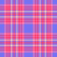 Deco tartan pattern, multicultural background check plaid. Crossed seamless textile texture fabric in red and purple colors. vector